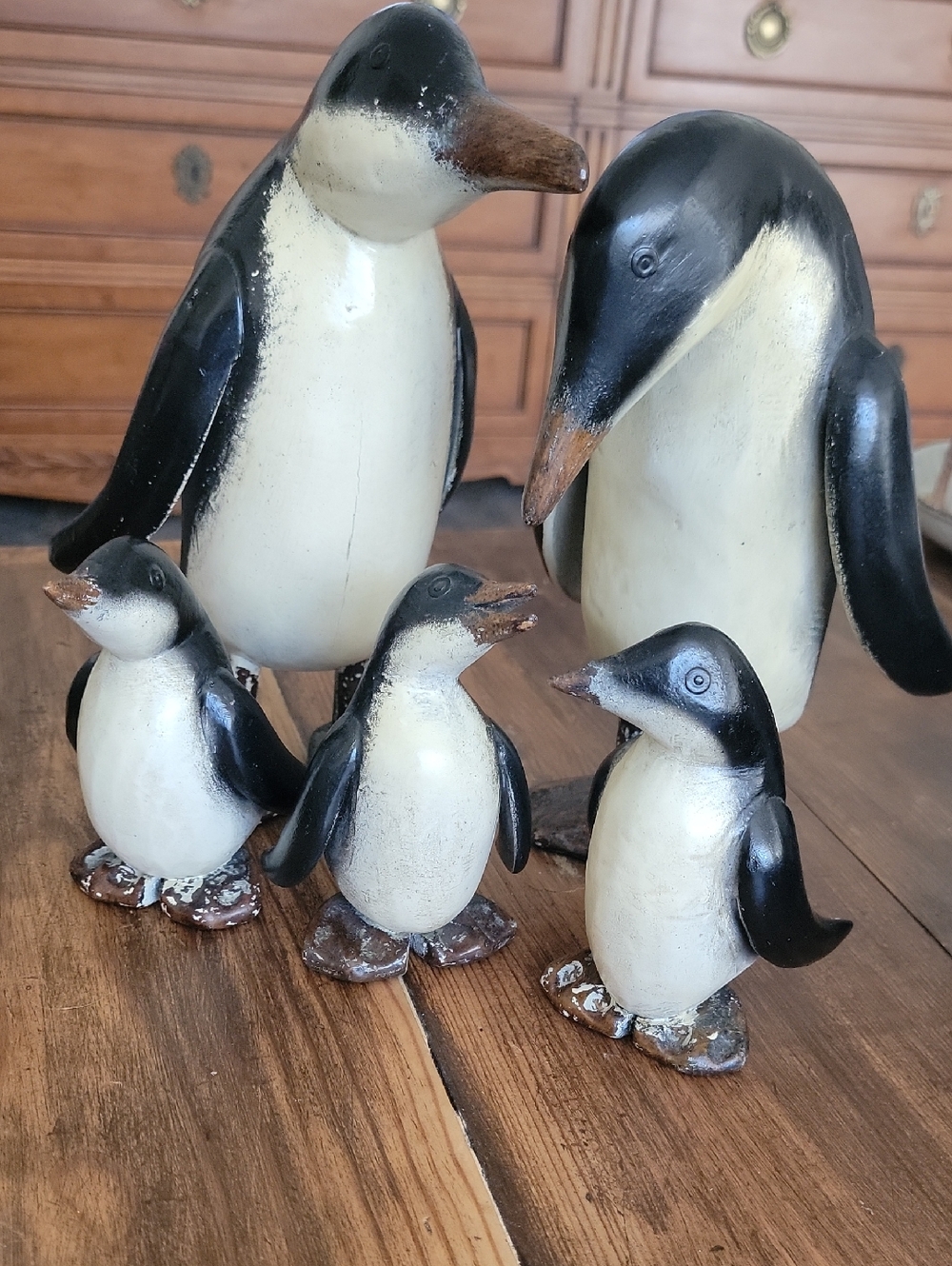Decorative Penguin Figurine Set - Black & Cream Family Collection Set Of 5